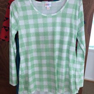 LulaRoe XS Green/White Plaid Lynnae